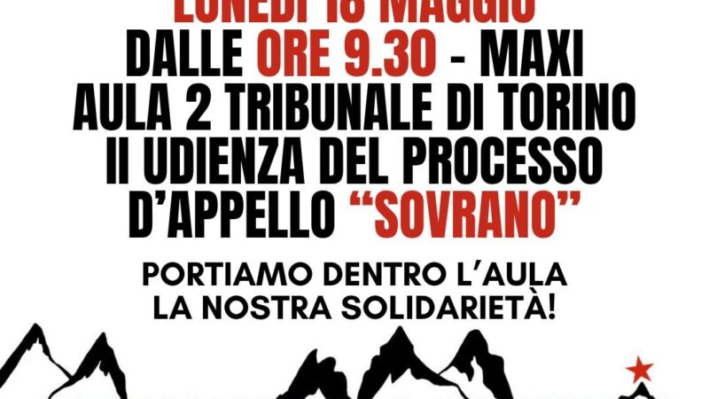 Seconda udienza in appello del processo per associazione a delinquere / Lunedì 18 maggio ore 9.30: portiamo la solidarietà nell’aula maxi 2